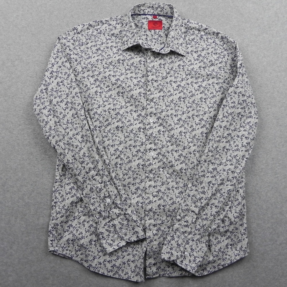 Point Zero Shirt Mens Medium Semi Fit Luxury Casual Button Up Floral Long Sleeve